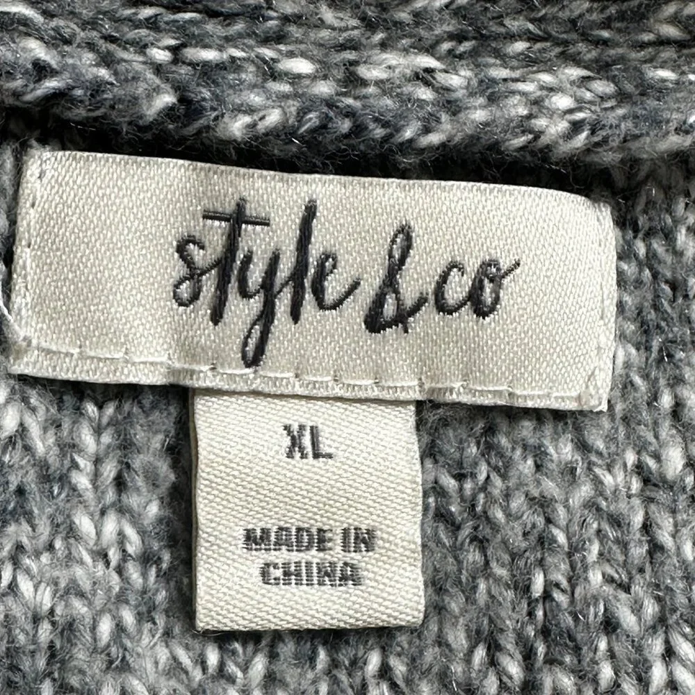 Style & Co Womens Open Front Cardigan Sweater XL Cotton Blend Academia Preppy - Picture 3 of 9